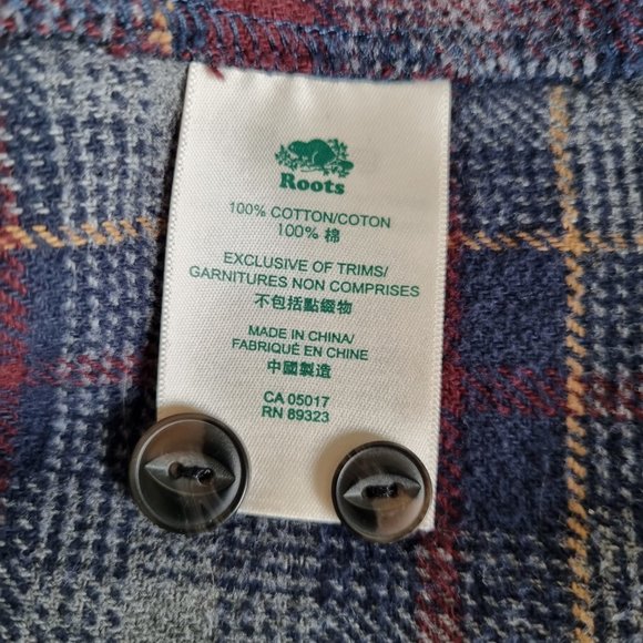 Roots Brushed Cotton Plaid Long Sleeve Shirt Size XL - Picture 9 of 10